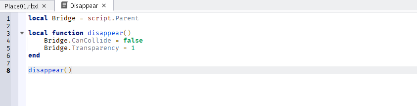 スクリプトの8行目に disappear() が足されている