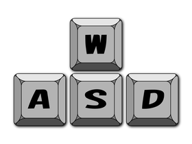 キーボードのW・A・S・Dキー。Wが上、その下にA・S・Dが横に並んでいる